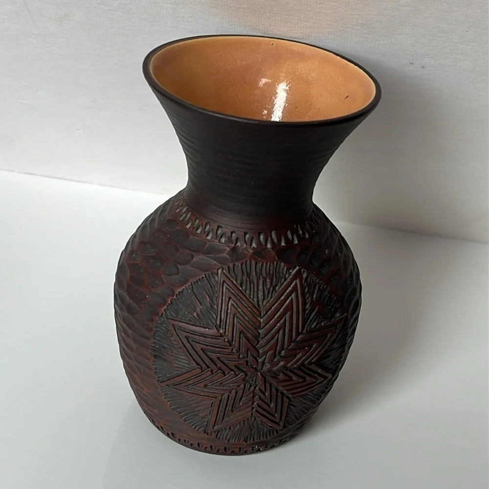Vintage Kanyehgeh Pottery Six Nations Mohawk Vase Signed JS